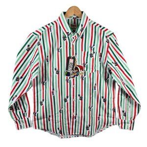 NWT Men's The Roosevelts RSVLTS Bob Ross Christmas Button Down Shirt Sz Large